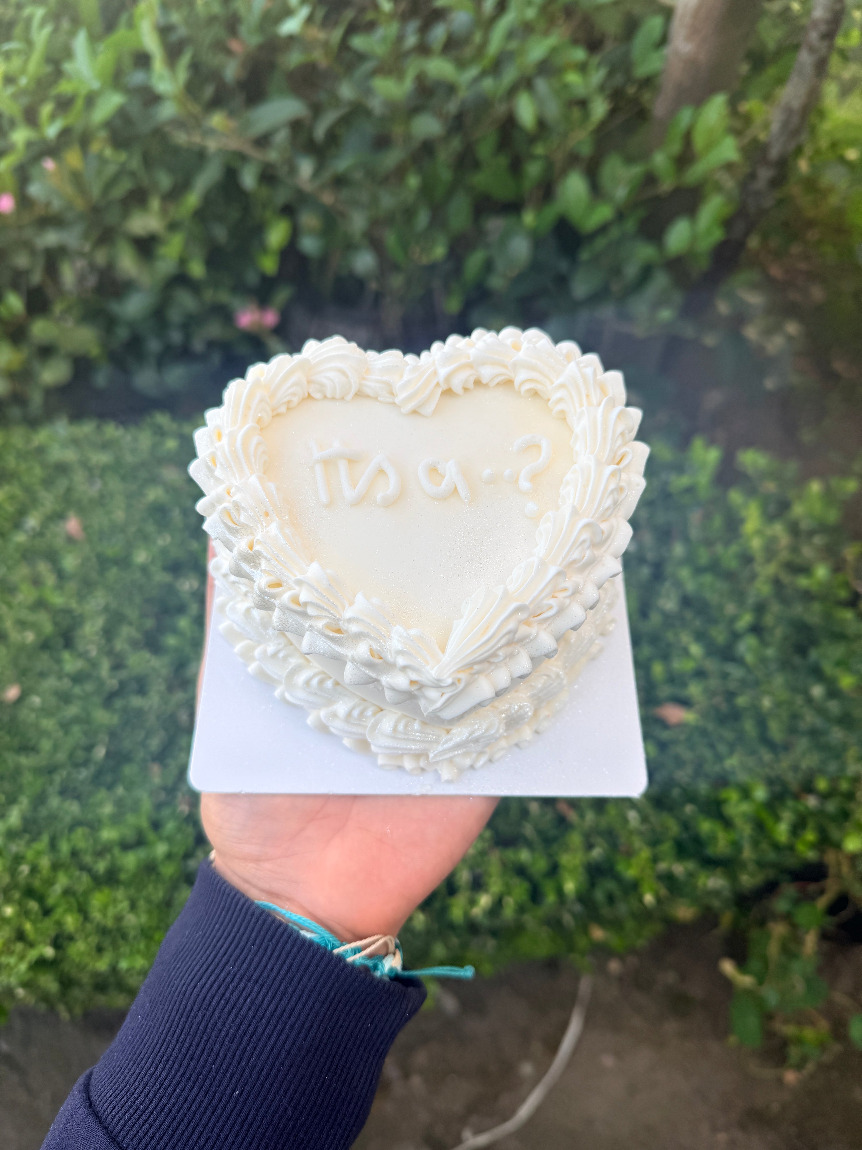 GENDER REVEAL HEART BENTO CAKE