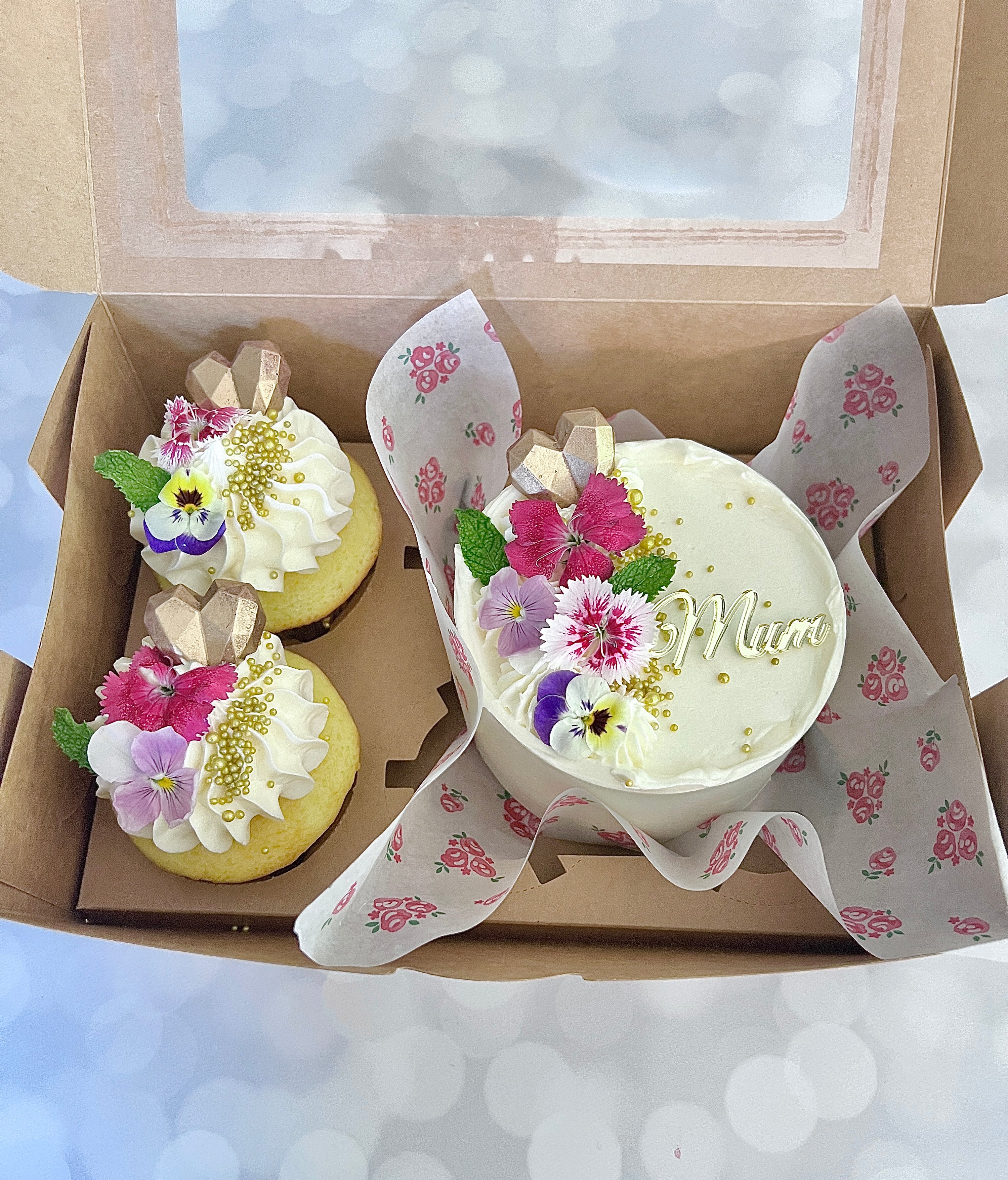 FRESH FLOWERS BENTO CAKE SET