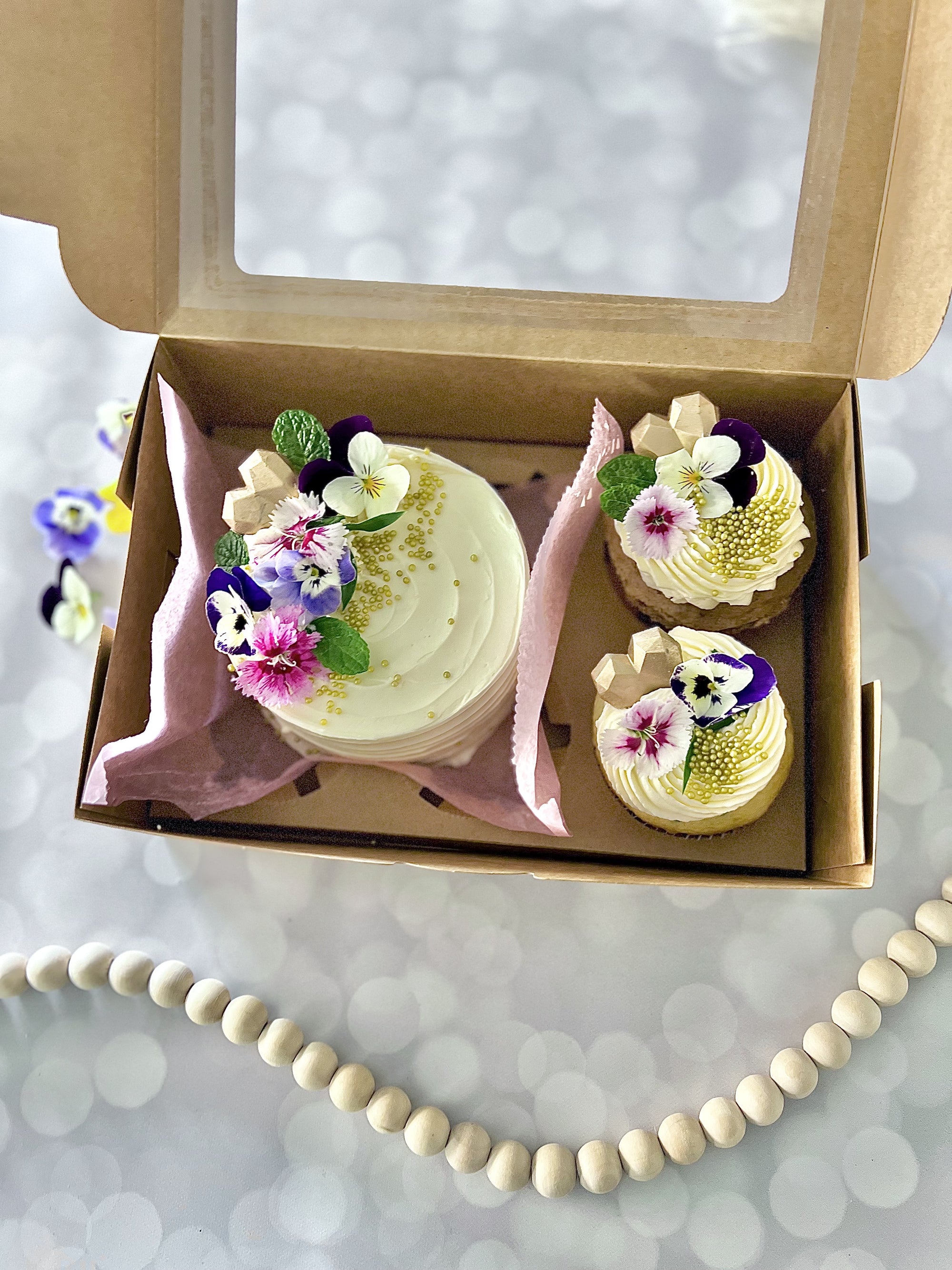 FRESH FLOWERS BENTO CAKE SET